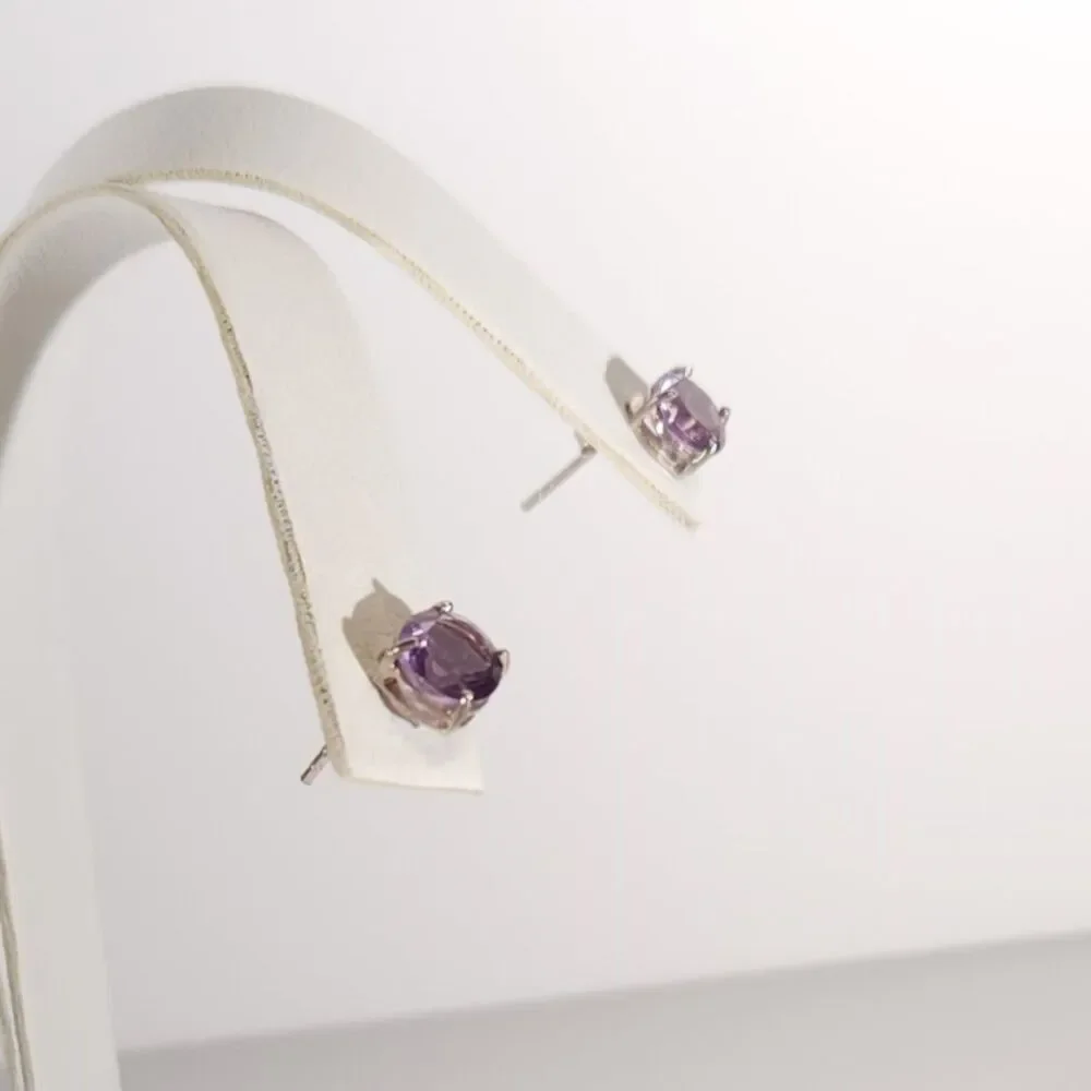 Amethyst 6mm Round Post Earrings